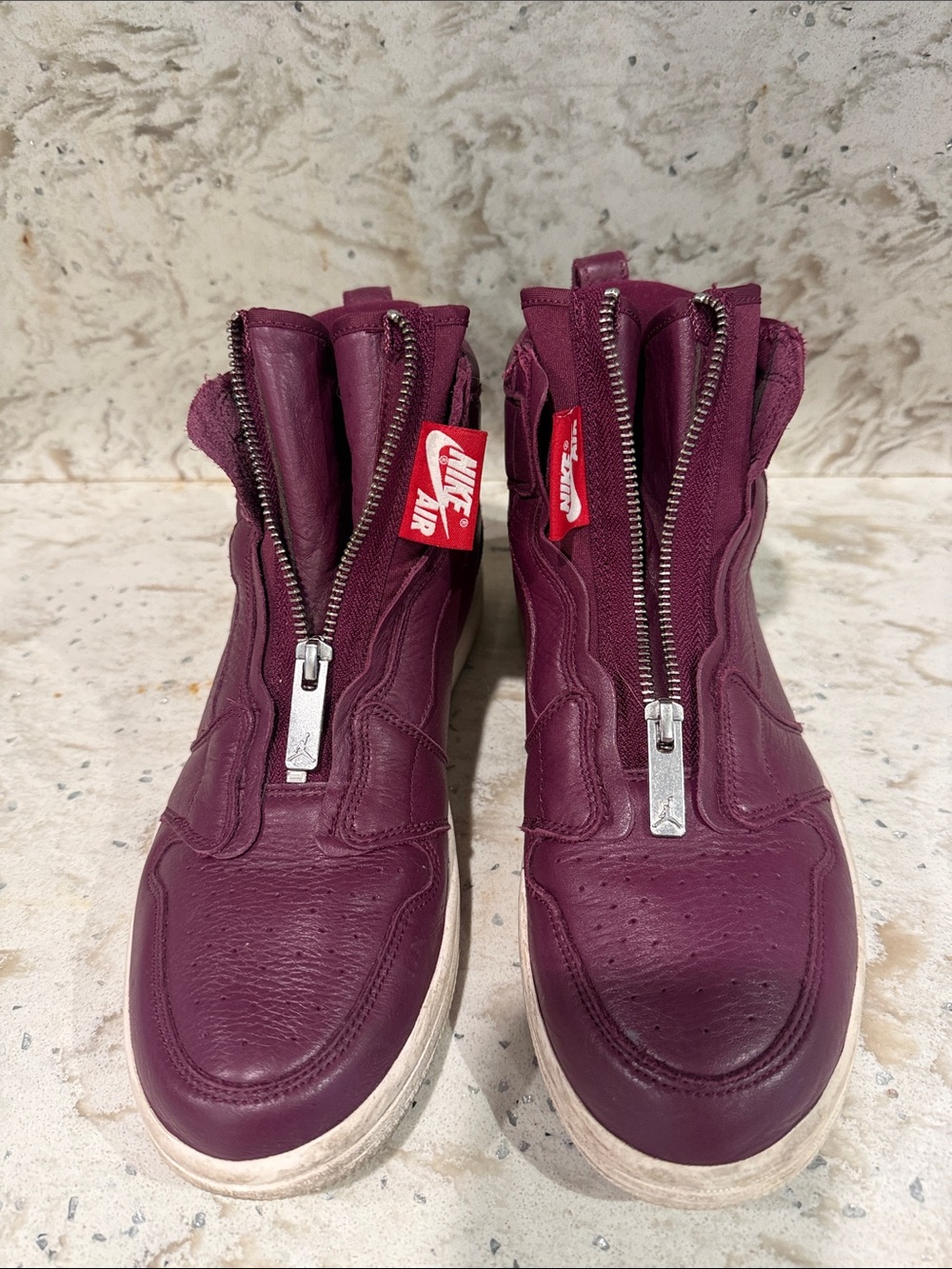 Nike Burgundy Zip-Front High-Top Sneakers